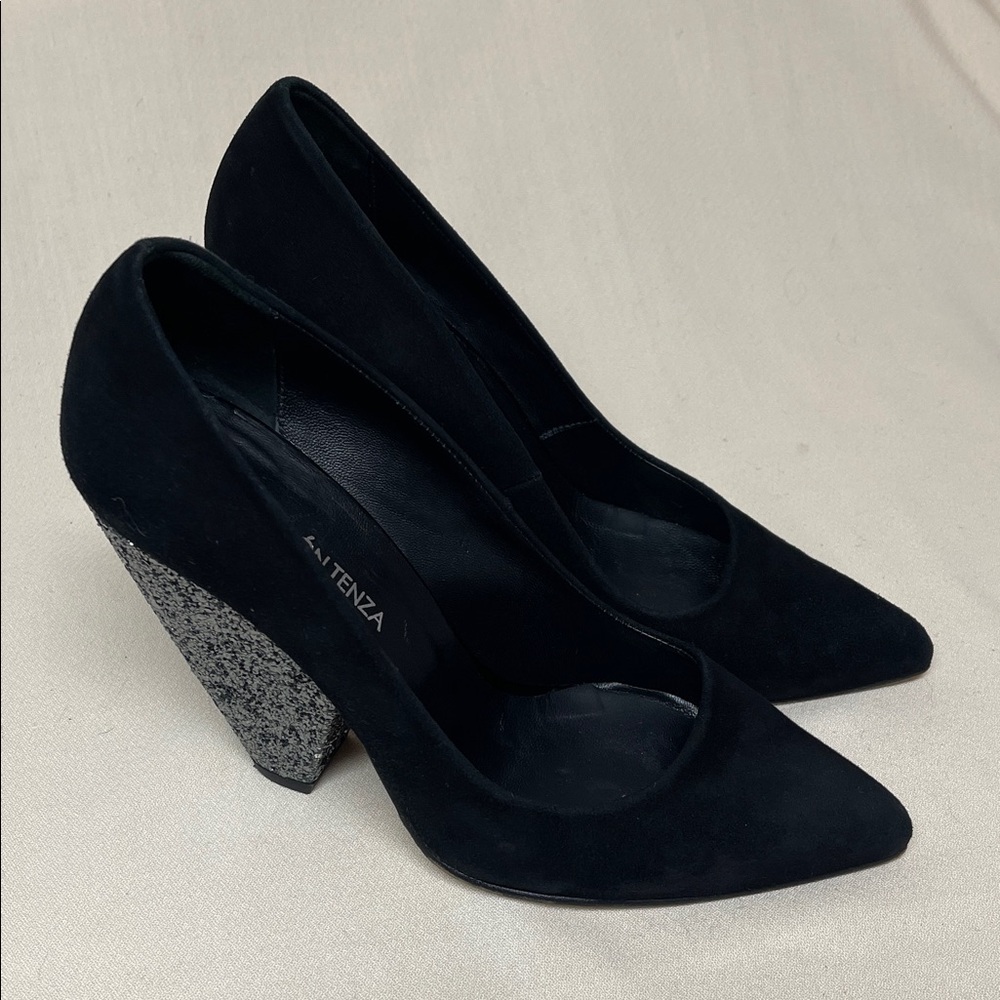 Ramon Tenza Black Heels with Silver Accent